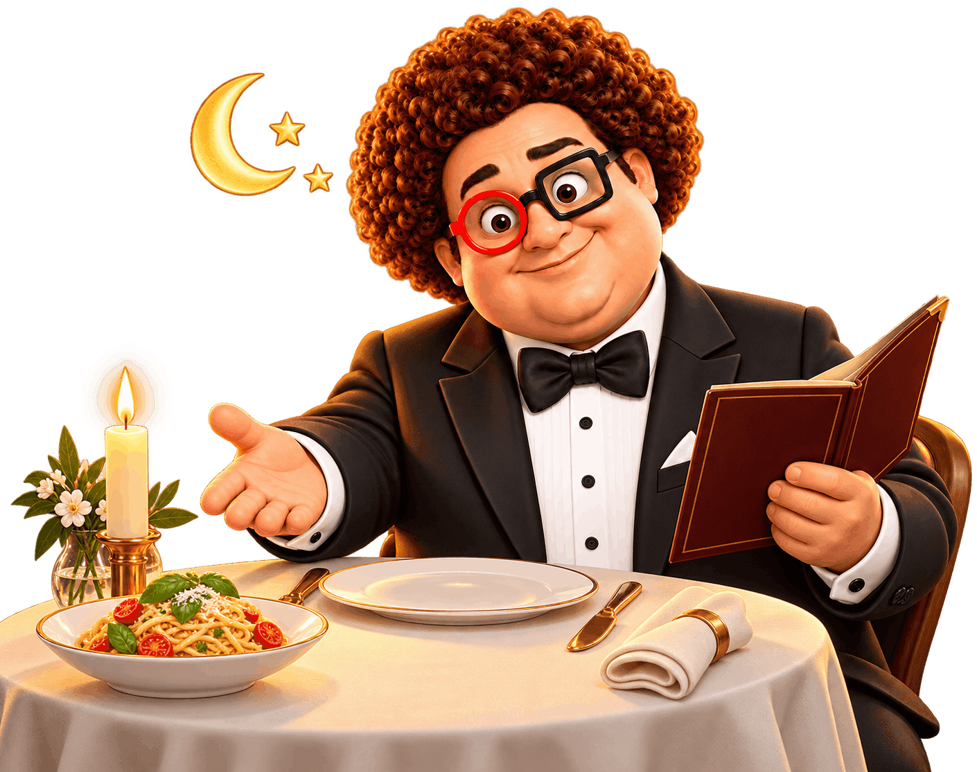 Mr Taster welcoming you to a candlelit dinner